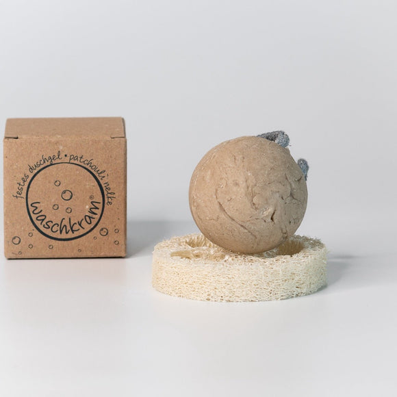 Feste Dusche - Duschkugel "Patchouli Nelke"Blattwende
